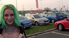 Busty punk MILF porn star Phoenix pussy cream pied in a car