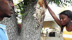 African ebony teen with pigtails Bonnie Amor rides a huge cock