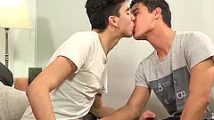 Damian is naked and getting his uncut dick sucked.