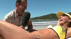 Henessy fucks a local news reporter on a public beach