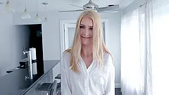 Tall blonde Mazzy Grace gets a facial after being pounded hard