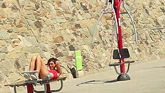 Brunette Julia Roca enjoys getting fucked from behind after a workout