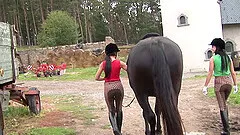 Playing with long sex toys makes Lucy Bell and her friend happy