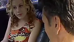 Cute blonde girl pleases a friend by jerking his dick in the car