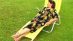 Cozy mature babe showcasing her pussy then ravished outdoor