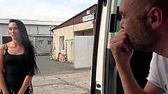 Brunette girl Anna spreads her legs to get her cunt fucked in the car