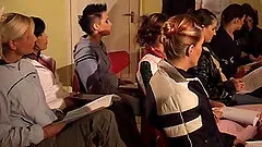 Sweet girl gets naked before a horny mistress punishes her ass