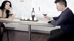 Brunette girl Honey Demon moans while she bounces on a fat dick