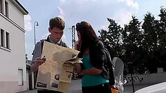 Slutty girl rides stranger's rod in front of crushed cuckold