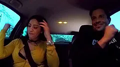 Brunette chick Julia de Luca gets fucked hard in the car