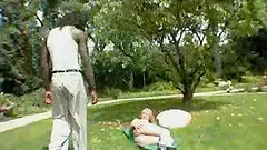 Georgia Peach enjoying black cock doggystyle in interracial porn