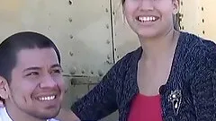 Tiny busty amateur in homemade video with boyfriend