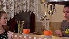 Skinny Russian teen Jessi tastes old cock in various poses