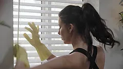 Skinny Summer Brooks moans loudly while a friend bangs her roughly