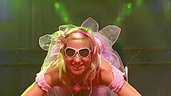 hot blonde skinny teen doll stripping on public sex fair show stage