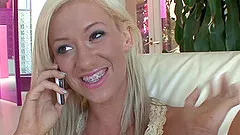 Blonde teen caught peeping on her old friend