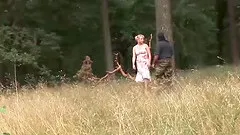 voyeur filming a extreme hot german milf which gets rough interracial banged in the woods