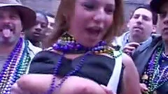 Stunning model showcasing her fake tits in public