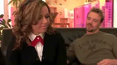 Hot school babe enjoys harder fuck from older man