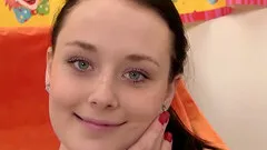 Cutie in red spreading and toying her restless little cunt