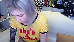 Pretty tattooed college hottie strips her clothes off in front of her webcam