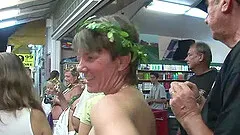 The first woman youll see here is naked, but her body is painted to look