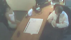 Awesome steamy office sex caught on tape with a gorgeous brunette