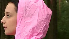 In this hot scene, Simone is outside enjoying a warm summer rain shower.