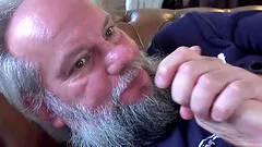 She helps grandpa gave orgasm fucking him cum swallow