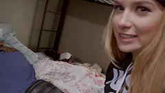 Naughty blonde Arya gets frisky with a man's hard love tool