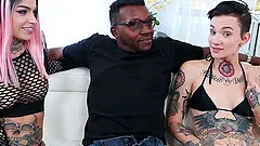 Interracial threesome with Leigh Raven, Moe Johnson and Nikki Hearts