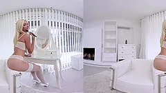 Angelic Victoria P wearing white underwear and toying her horny twat