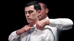 Intense muscle man priest blindfolds and barebacks misbehaving missionary