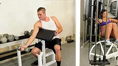 Lovely babe Violet Starr fucked by a lover in a gym