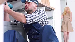 Naughty blonde Maia Little seduces a man for a lovemaking session