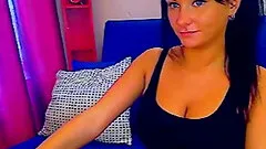 Hot brunette with hot tits stripteasing again on webcam