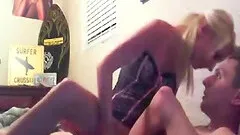 Blonde sucks cock of her bf and tits sits on blonde it while on tight livecam