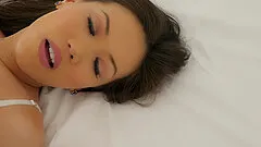 Gorgeous babe Kalina Ryu gets naked for a man's big dick