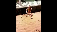 Teen girl, risky public beach masturbation