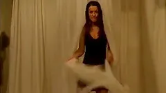 Sexy brunette babe at home stripteasing and seducing on webcam