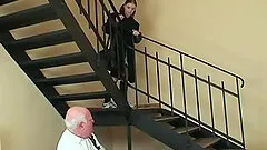 Horny grandpa fucks a young teen in all crazy sex positions