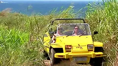 Tarra White and Aneta Keys take a leisurely stroll along the beach.