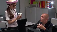 Ayumi Shinoda is a babe with glasses enjoying two cocks
