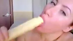 Hot Babe sucks and fucks a dildo on webcam to our enjoyment