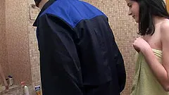 A sexy brunette 1 gets it on with her college boyfriend, giving him a blowjob