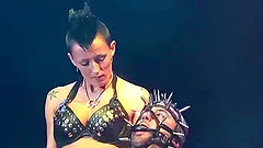 extreme bdsm fetish show on european public sex fair porn stage