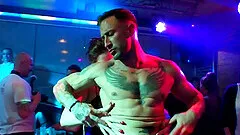 Handsome men get lucky with cock craving babes in a club