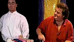 Big fake tits lesbian April having her oiled pussy drilled using toy