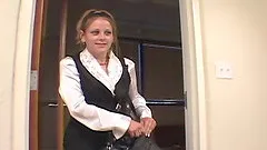 Classy model giving dick blowjob in reality casting