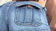 Plump brunette teen beauty cheerfully jumps on the big boner